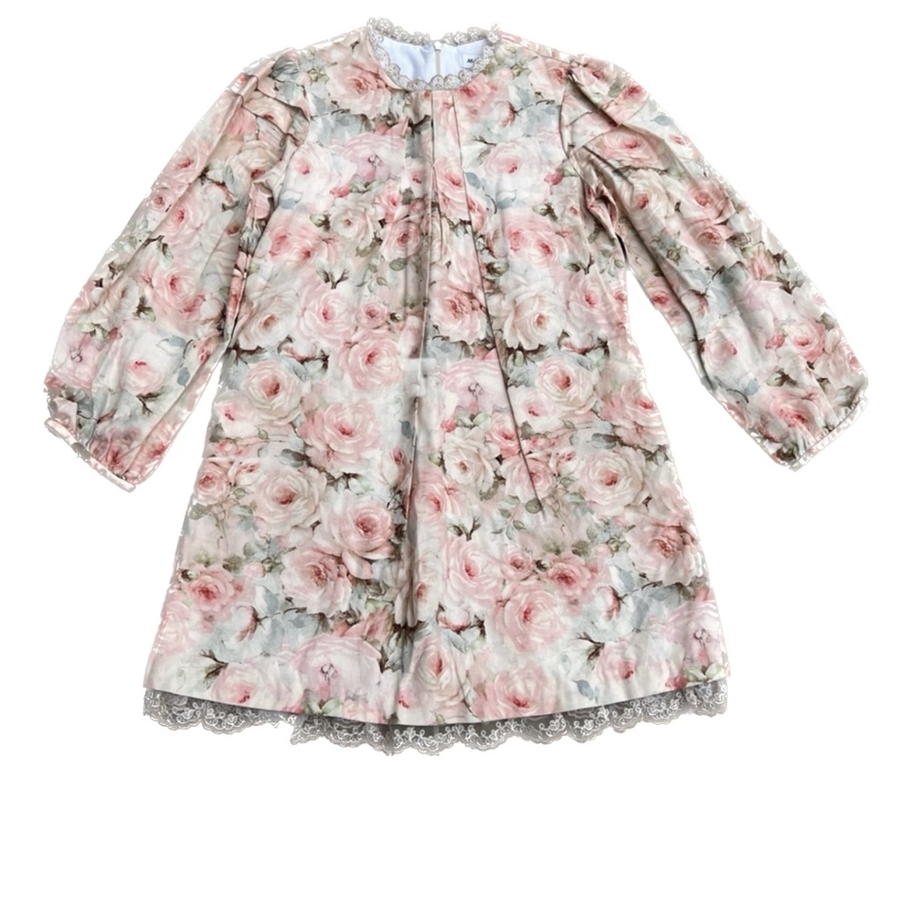 Maria Casero Dress Long Sleeve Roses Print Size 10